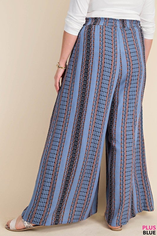 Plus Size Crinkle Rayon Wide Leg Pants